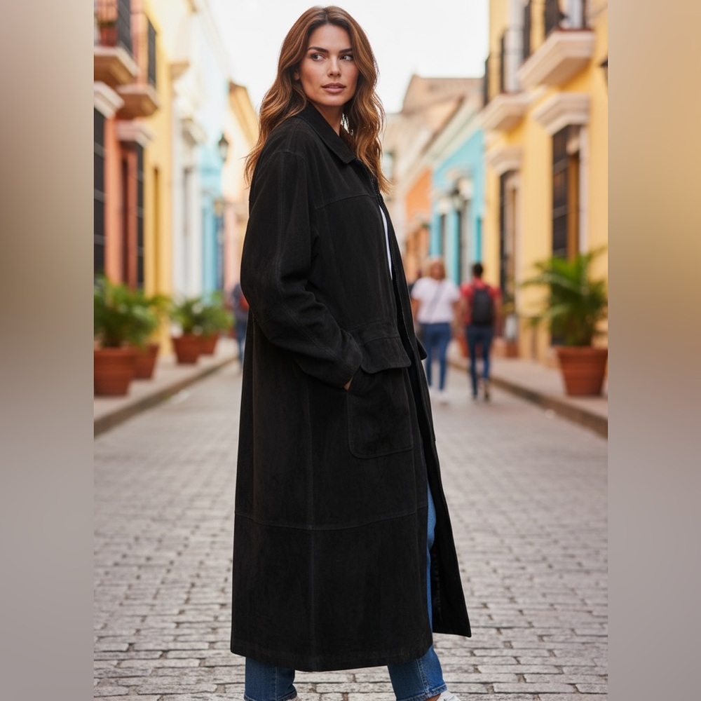 Bellavia Suede Leather Long Coat Vintage